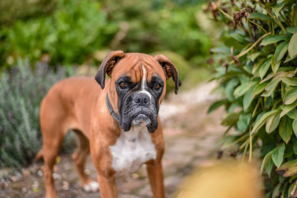 Pocket bully looking towards with jungle in the background